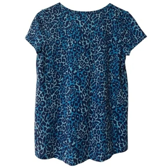 Lilly Pulitzer LARGE Etta V-neck Pima Cotton Leopard Print Tee - Picture 3 of 3